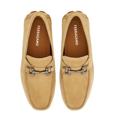 Ferragamo Driver With Gancini Ornament In Neutral