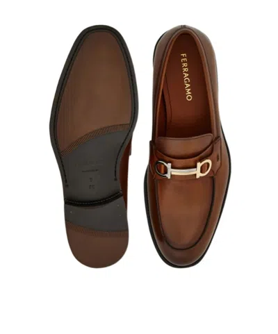 Ferragamo Loafer With Gancini Buckle In Brown