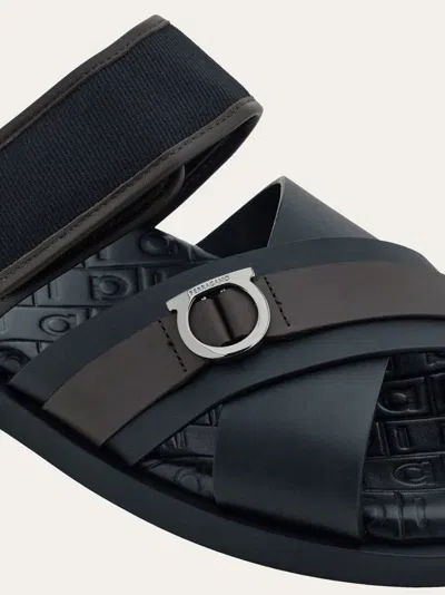 Ferragamo Cross-strap Sandals In Black