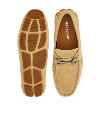 Ferragamo Driver With Gancini Ornament In Neutral