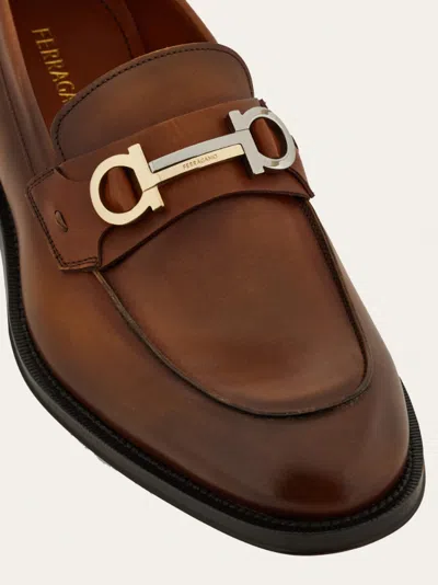 Ferragamo Loafer With Gancini Buckle In Brown