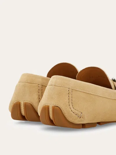 Ferragamo Driver With Gancini Ornament In Neutral