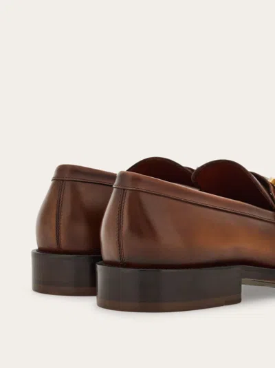Ferragamo Loafer With Gancini Buckle In Brown