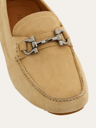 Ferragamo Driver With Gancini Ornament In Neutral