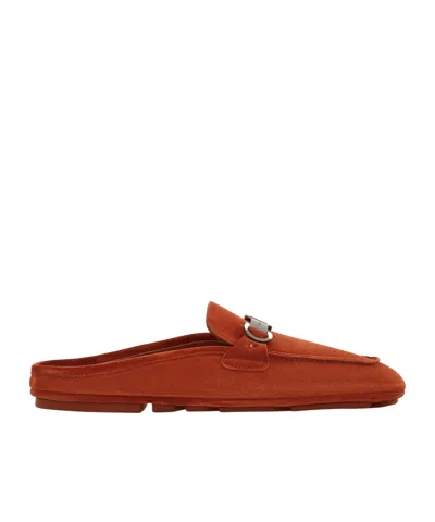 Ferragamo Loafer Mule With Gancini Ornament In Brown