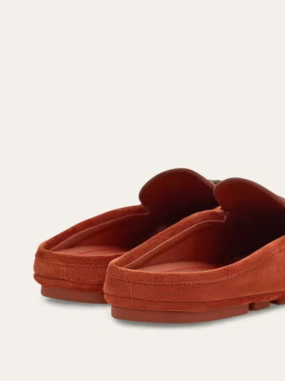 Ferragamo Loafer Mule With Gancini Ornament In Brown