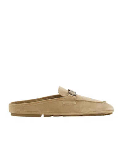 Ferragamo Loafer Mule With Gancini Ornament In Green