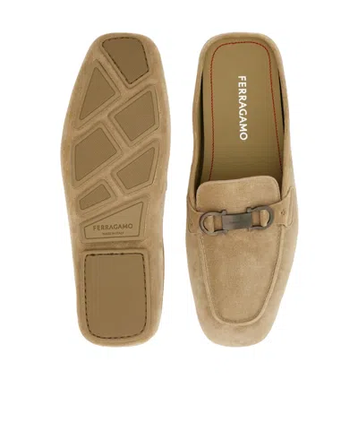 Ferragamo Loafer Mule With Gancini Ornament In Green