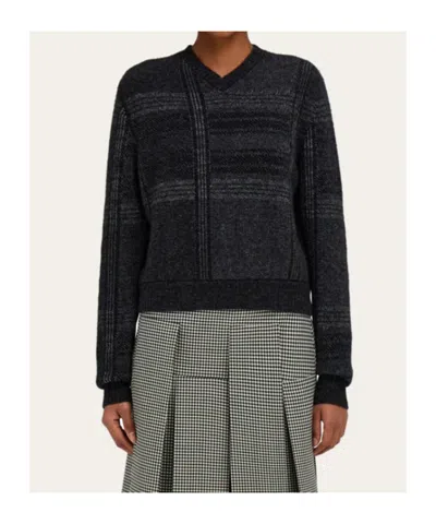 Ferragamo V-neck Jumper In Blue
