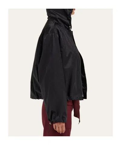Ferragamo Monogram Wind Jacket In Black