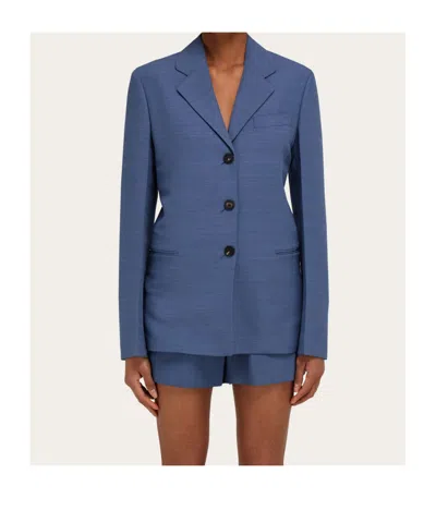 Ferragamo Single-breasted Blazer In Blue