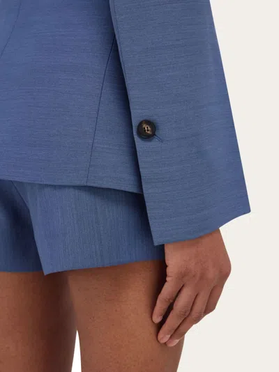 Ferragamo Single-breasted Blazer In Blue
