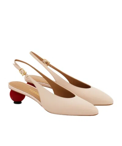 Ferragamo Tessie 40 Spherical Heel Leather Slingback Pumps In Pink