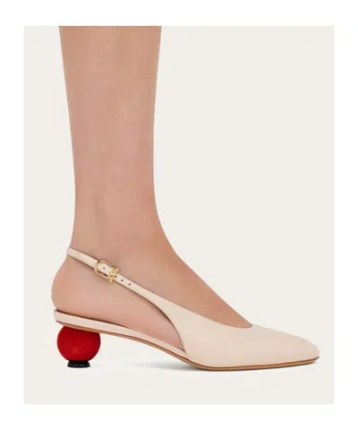 Ferragamo Tessie 40 Spherical Heel Leather Slingback Pumps In Pink