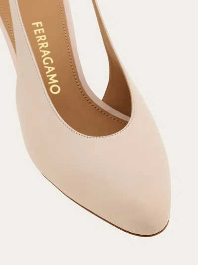 Ferragamo Tessie 40 Spherical Heel Leather Slingback Pumps In Pink