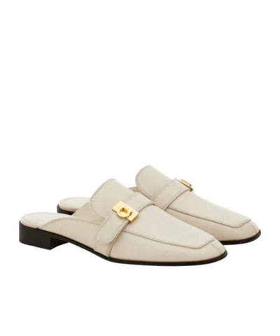 Ferragamo Hug Buckle Leather Mule In White
