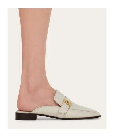 Ferragamo Hug Buckle Leather Mule In White