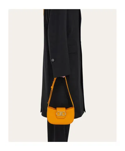 Ferragamo Double Gancini Mini Shoulder Bag In Orange