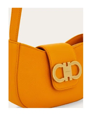 Ferragamo Double Gancini Mini Shoulder Bag In Orange