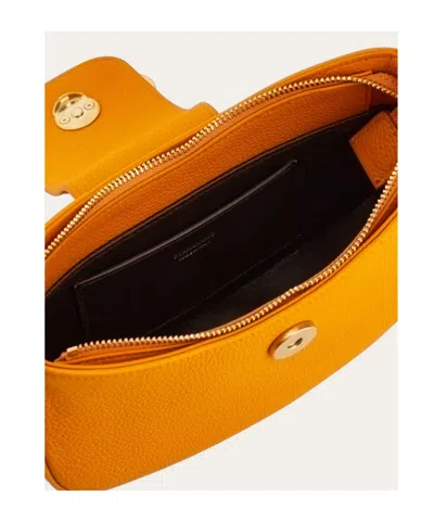 Ferragamo Double Gancini Mini Shoulder Bag In Orange