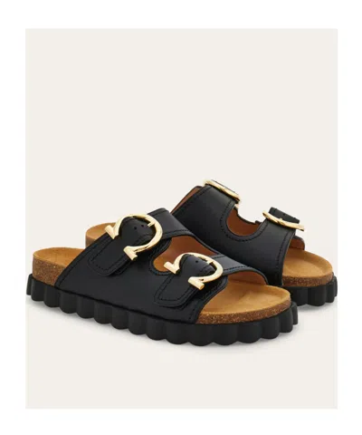 Ferragamo Kapalua Gancino Buckles Sporty Slide Sandals In Black