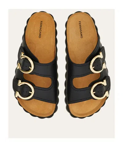 Ferragamo Kapalua Gancino Buckles Sporty Slide Sandals In Black