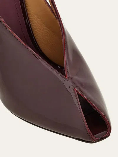 Ferragamo Peep Toe Wedge Sandals In Bordeaux In Black