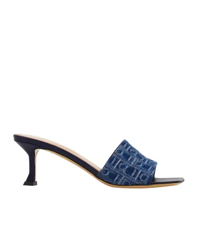 Ferragamo 55mm Monogram Mules In Blue