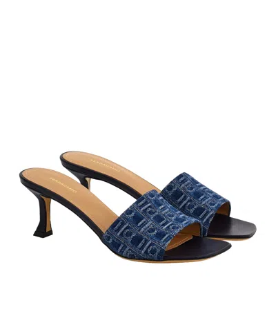 Ferragamo 55mm Monogram Mules In Blue