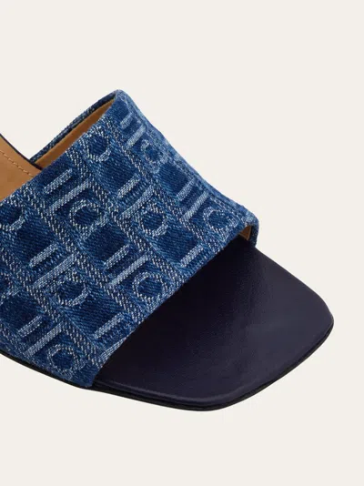 Ferragamo 55mm Monogram Mules In Blue