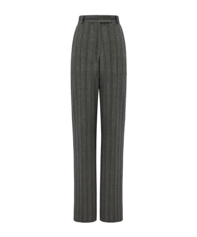 Ferragamo Tailored Trouser In Chevron In Gray