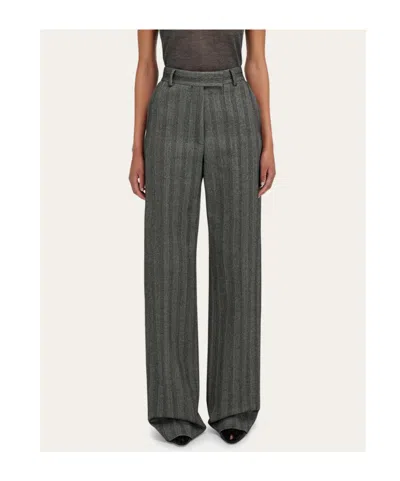 Ferragamo Tailored Trouser In Chevron In Gray
