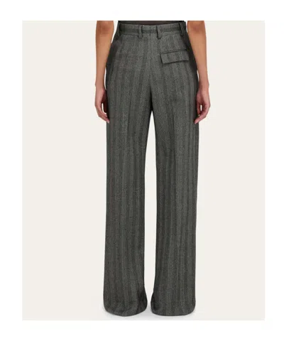 Ferragamo Tailored Trouser In Chevron In Gray