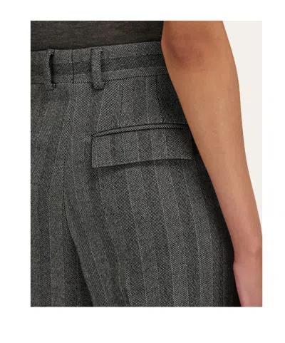 Ferragamo Tailored Trouser In Chevron In Gray