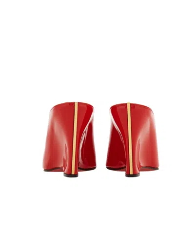 Ferragamo Alicia Patent Leather Peep-toe Wedge Mules In Red