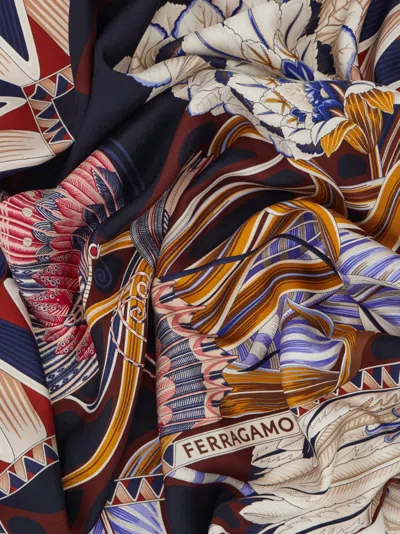 Ferragamo Rectangular Scarf Featuring Intricate Pattern In Multi