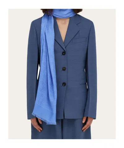 Ferragamo Monogram Stole In Blue