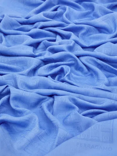 Ferragamo Monogram Stole In Blue