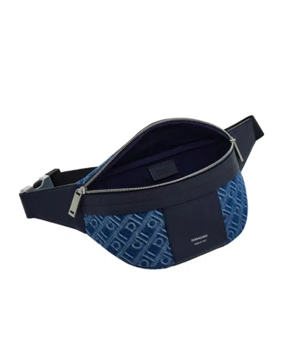 Ferragamo Monogram-jacquard Belt Bag In Blue