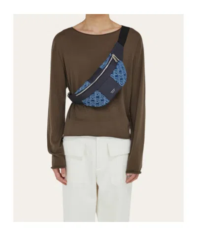 Ferragamo Monogram-jacquard Belt Bag In Blue