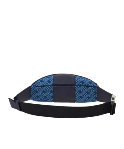 Ferragamo Monogram-jacquard Belt Bag In Blue