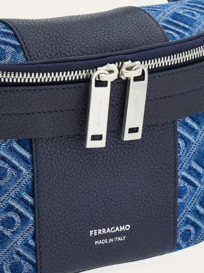 Ferragamo Monogram-jacquard Belt Bag In Blue