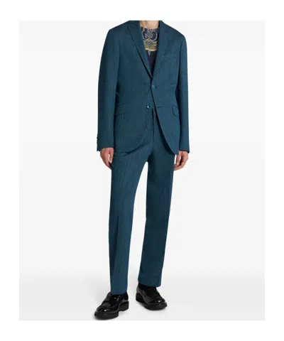 Etro Checked Blazer In Green