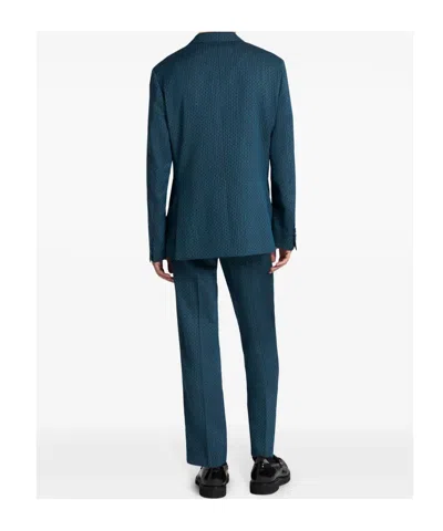 Etro Checked Blazer In Green