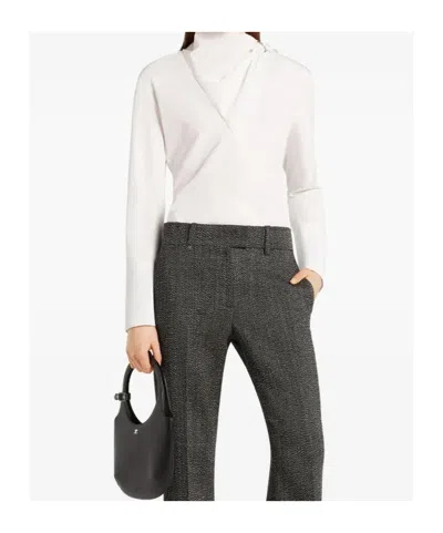 Courrèges Asymmetric Long Sleeve Draped Top In White