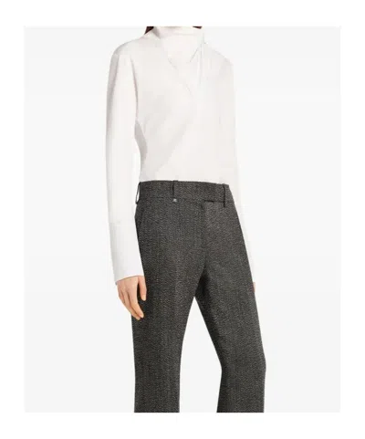 Courrèges Asymmetric Long Sleeve Draped Top In White