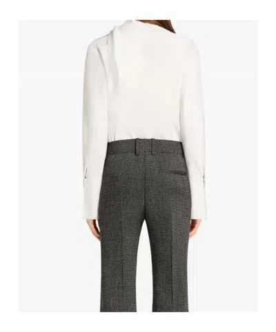 Courrèges Asymmetric Long Sleeve Draped Top In White