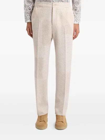 Etro Wool-blend Patchwork Trousers In Brown