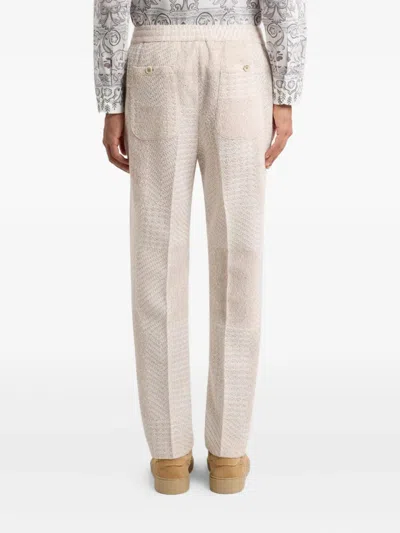 Etro Wool-blend Patchwork Trousers In Brown