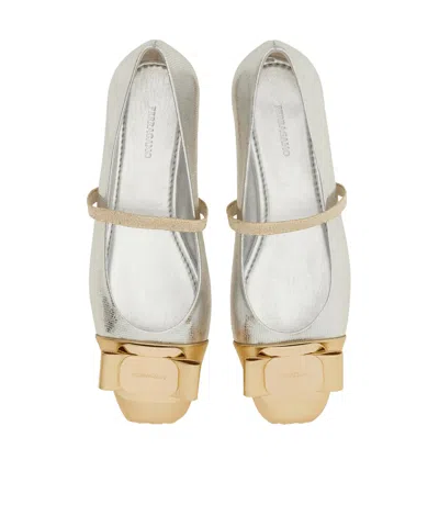 Ferragamo New Vara Plate Ballet Flat In Multi